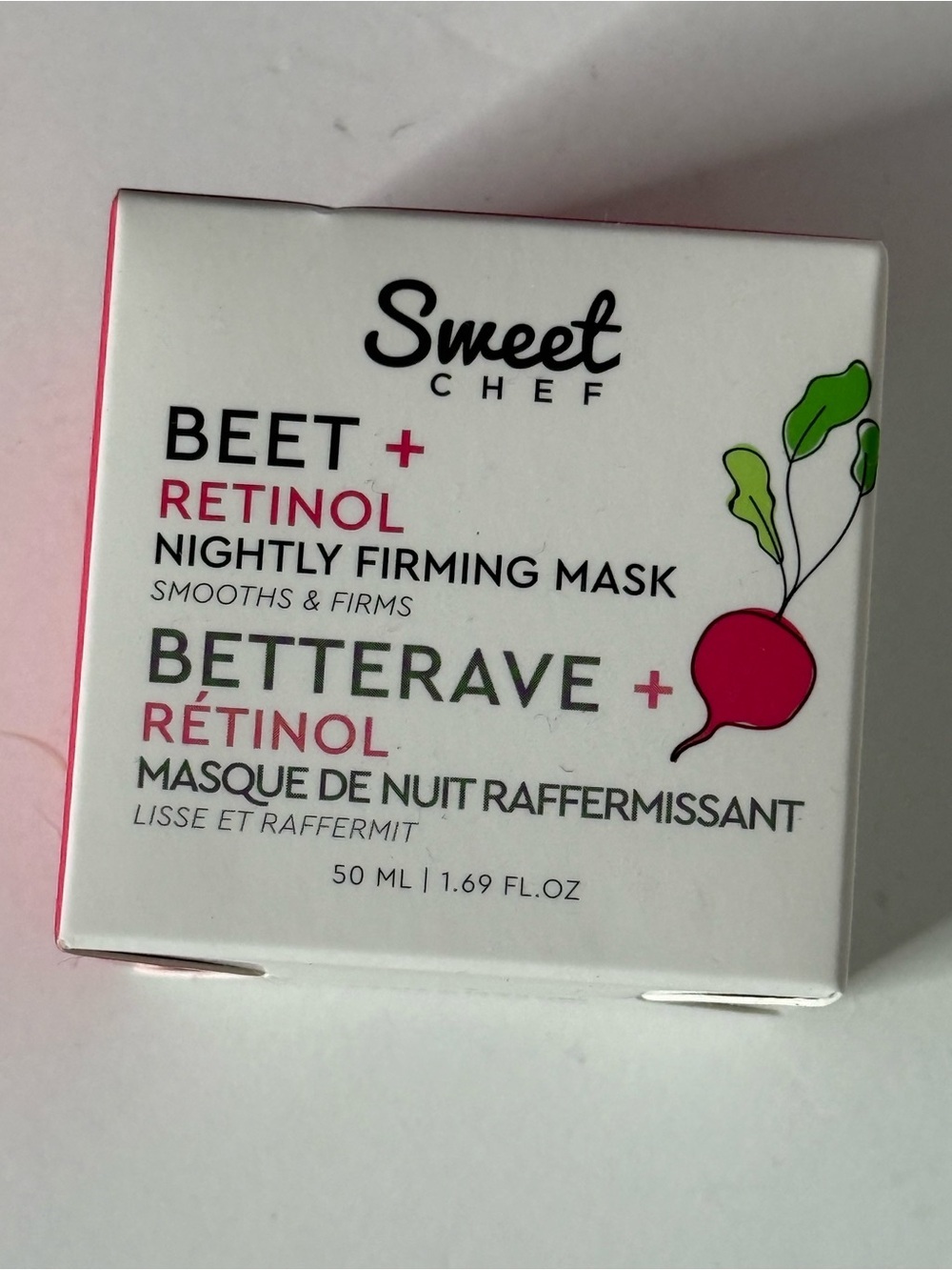 Amazon Sweet Chef Beet + Retinol Nightly Firming Mask — White & Pink Packaging